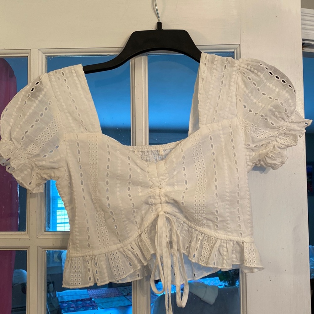 Ruched embroidered top